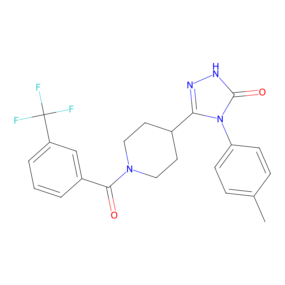 4-(4-methylphenyl)-5-{1-[3-(trifluoromethyl)benzoyl]piperidin-4-yl}-2,4-dihydro-3H-1,2,4-triazol-3-one molecular structure, CAS 1775547-05-1