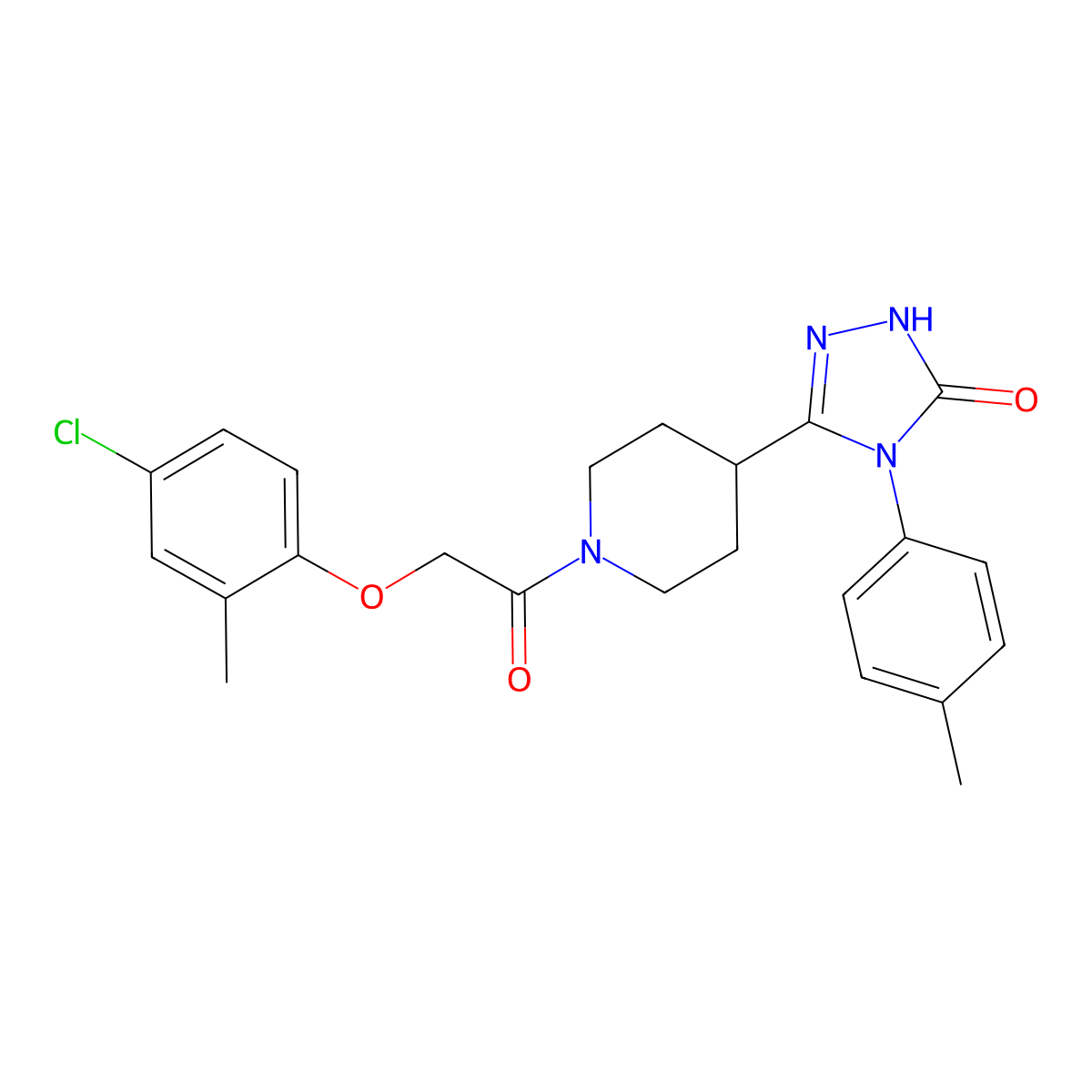 5-{1-[(4-chloro-2-methylphenoxy)acetyl]piperidin-4-yl}-4-(4-methylphenyl)-2,4-dihydro-3H-1,2,4-triazol-3-one molecular structure, CAS 1775547-10-8