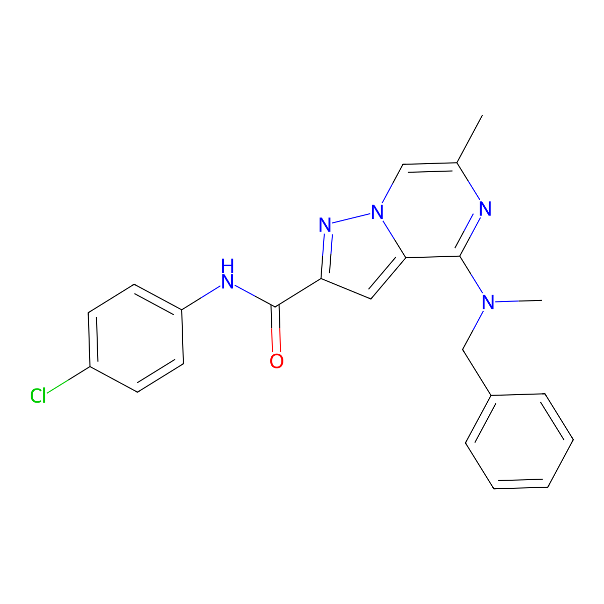 4-[benzyl(methyl)amino]-N-(4-chlorophenyl)-6-methylpyrazolo[1,5-a]pyrazine-2-carboxamide molecular structure, CAS 1775547-30-2