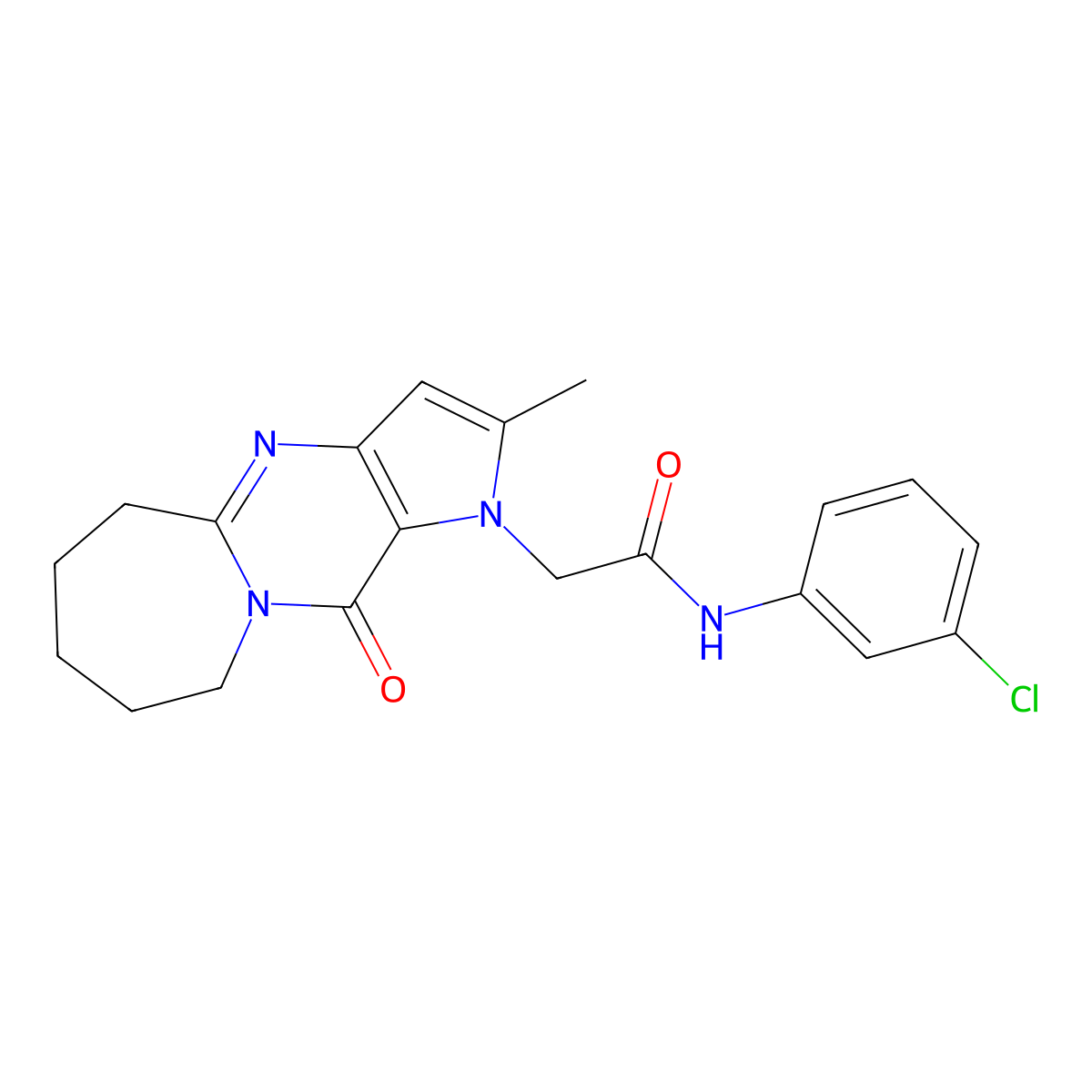 N-(3-chlorophenyl)-2-(5-methyl-2-oxo-1,4,8-triazatricyclo[7.5.0.03,7]tetradeca-3(7),5,8-trien-4-yl)acetamide molecular structure, CAS 1775547-37-9