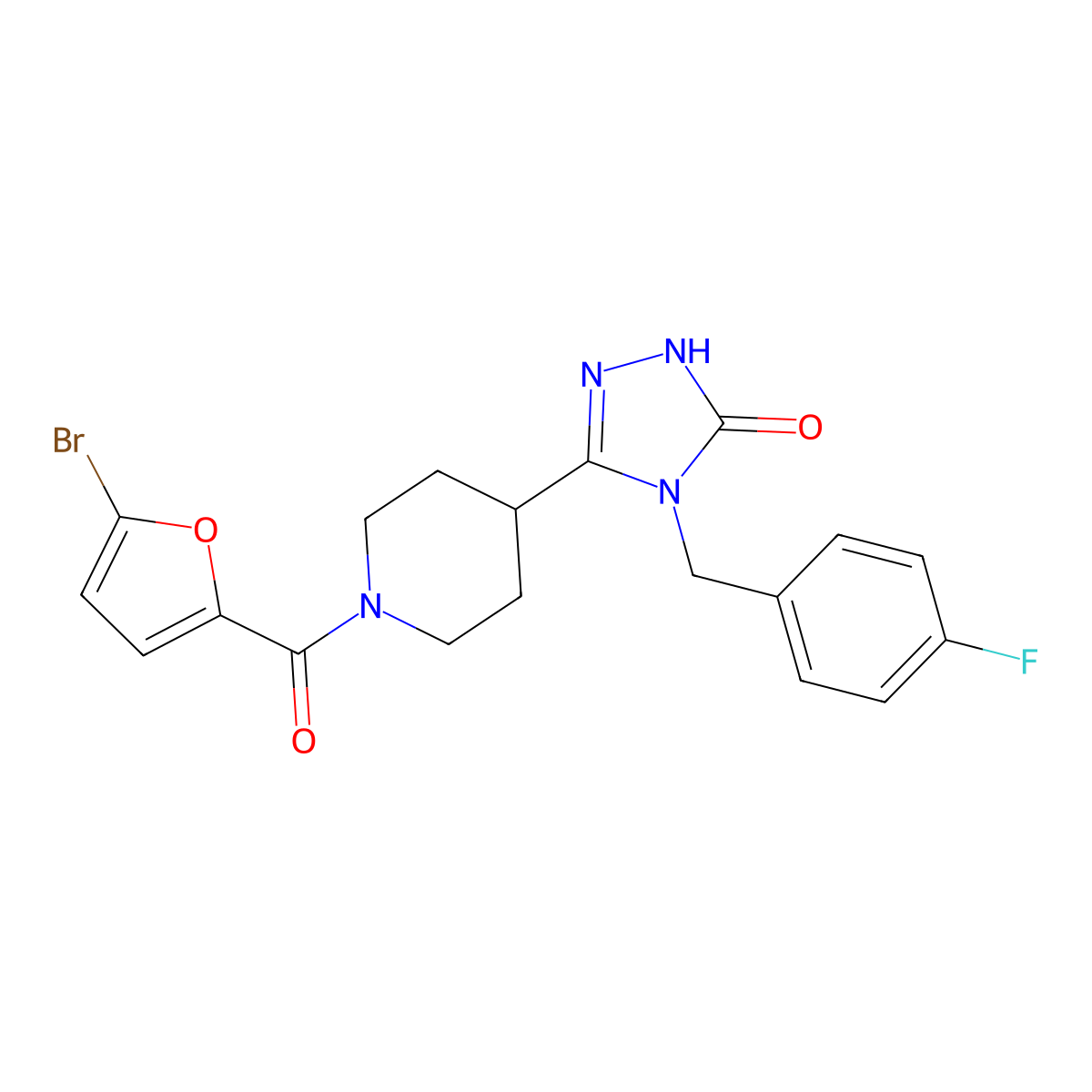 5-[1-(5-bromo-2-furoyl)piperidin-4-yl]-4-(4-fluorobenzyl)-2,4-dihydro-3H-1,2,4-triazol-3-one molecular structure, CAS 1775547-65-3