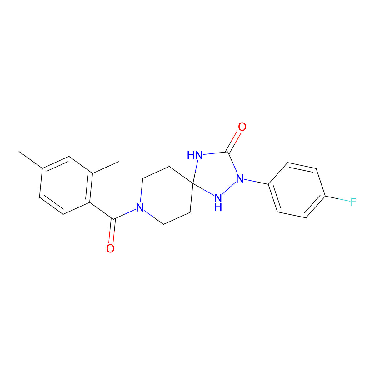 8-(2,4-Dimethylbenzoyl)-2-(4-fluorophenyl)-1,2,4,8-tetraazaspiro[4.5]decan-3-one molecular structure, CAS 1775547-75-5