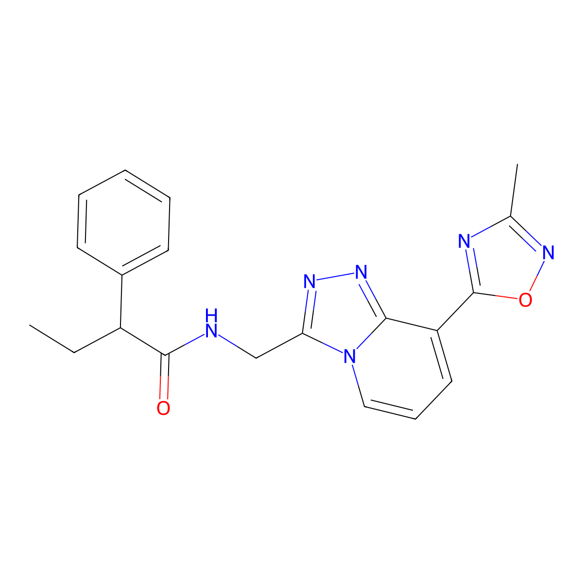 N-{[8-(3-Methyl-1,2,4-oxadiazol-5-YL)-[1,2,4]triazolo[4,3-A]pyridin-3-YL]methyl}-2-phenylbutanamide molecular structure, CAS 1775548-82-7