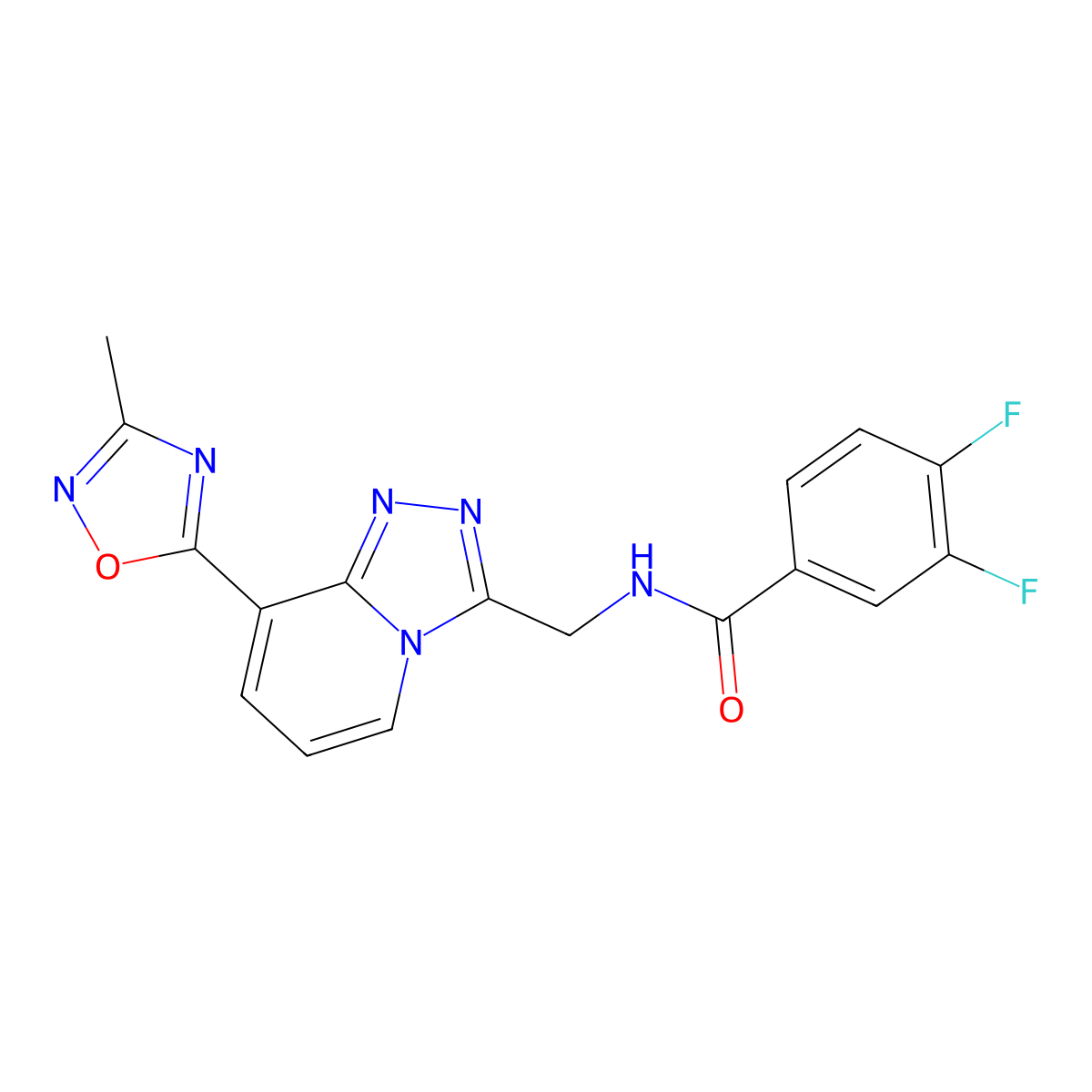 3,4-difluoro-N-{[8-(3-methyl-1,2,4-oxadiazol-5-yl)[1,2,4]triazolo[4,3-a]pyridin-3-yl]methyl}benzamide molecular structure, CAS 1775549-06-8