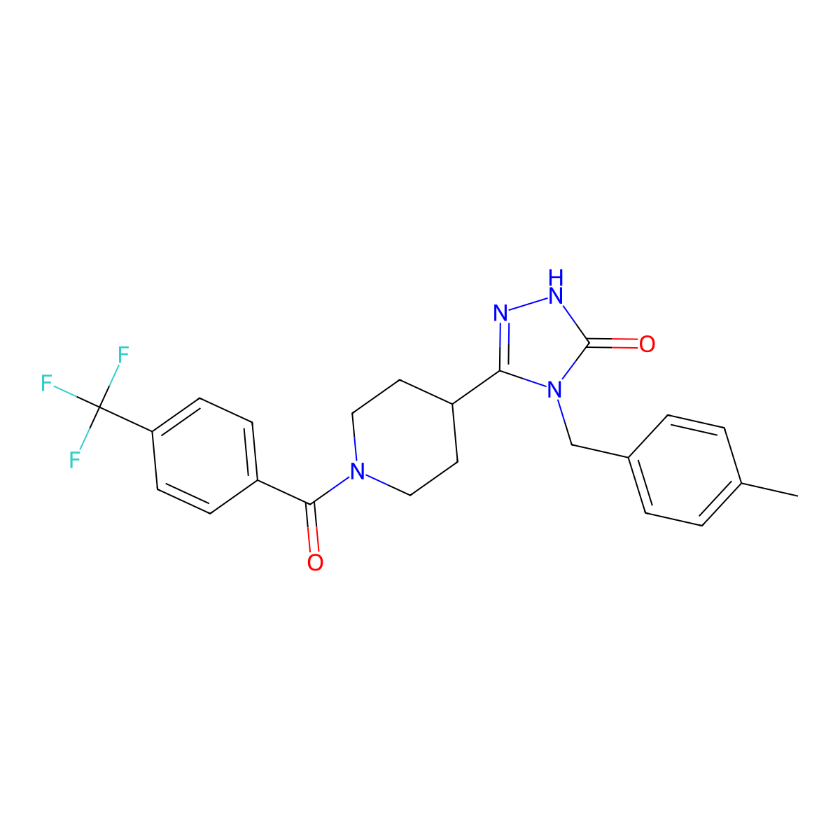4-(4-methylbenzyl)-5-{1-[4-(trifluoromethyl)benzoyl]piperidin-4-yl}-2,4-dihydro-3H-1,2,4-triazol-3-one molecular structure, CAS 1775549-33-1