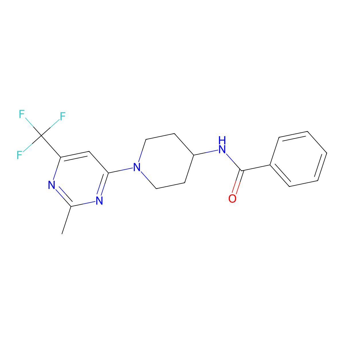 N-{1-[2-methyl-6-(trifluoromethyl)pyrimidin-4-yl]piperidin-4-yl}benzamide molecular structure, CAS 1775550-97-4