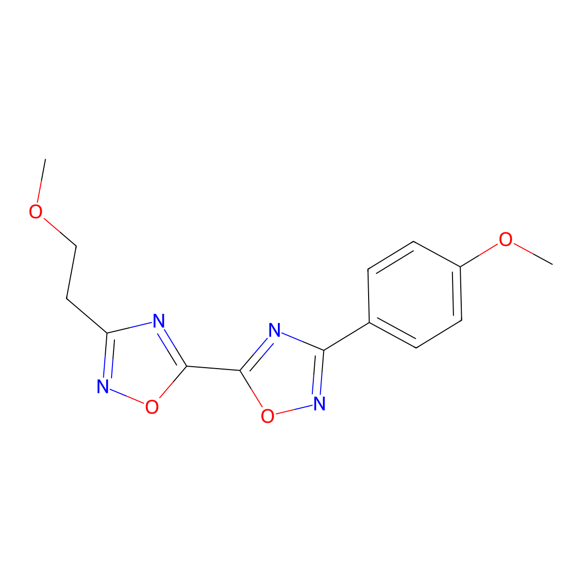 3-(2-Methoxyethyl)-3'-(4-methoxyphenyl)-5,5'-bi-1,2,4-oxadiazole molecular structure, CAS 1775551-62-6
