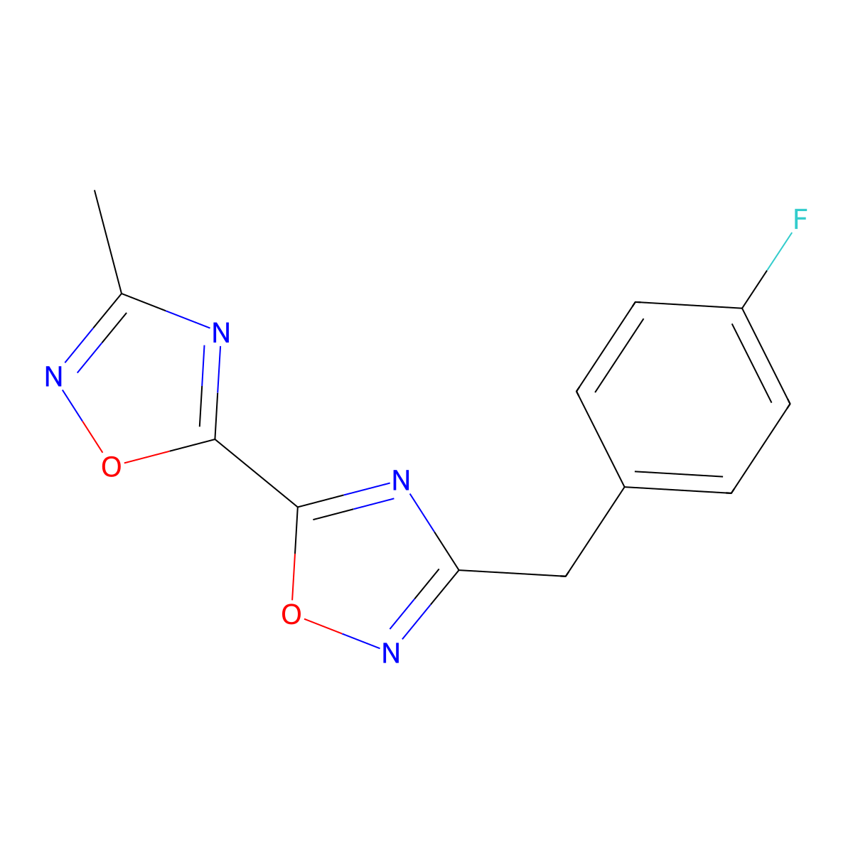 3-(4-Fluorobenzyl)-3'-methyl-5,5'-bi-1,2,4-oxadiazole molecular structure, CAS 1775552-03-8