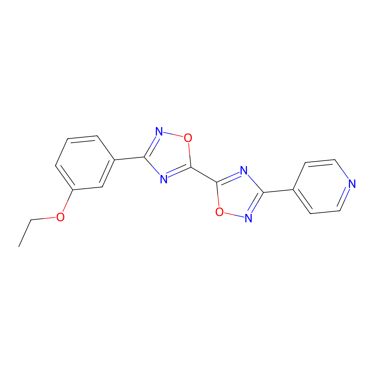 3-(3-Ethoxyphenyl)-3'-pyridin-4-yl-5,5'-bi-1,2,4-oxadiazole molecular structure, CAS 1775552-15-2