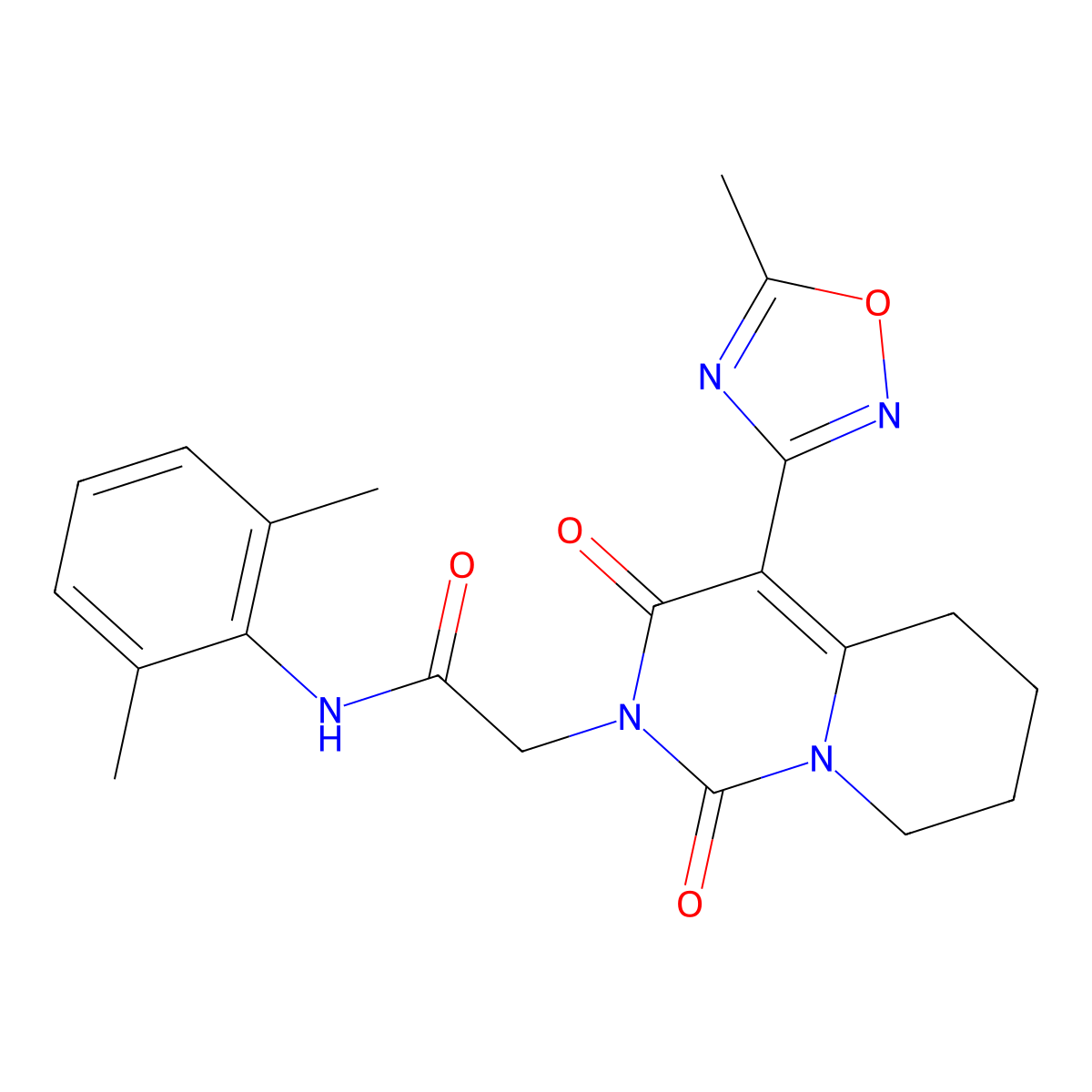 N-(2,6-dimethylphenyl)-2-[4-(5-methyl-1,2,4-oxadiazol-3-yl)-1,3-dioxo-5,6,7,8-tetrahydro-1H-pyrido[1,2-c]pyrimidin-2(3H)-yl]acetamide molecular structure, CAS 1775554-00-1