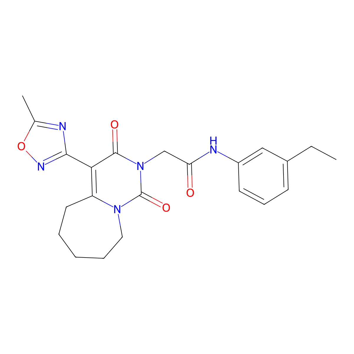 N-(3-ethylphenyl)-2-[4-(5-methyl-1,2,4-oxadiazol-3-yl)-1,3-dioxo-3,5,6,7,8,9-hexahydropyrimido[1,6-a]azepin-2(1H)-yl]acetamide molecular structure, CAS 1775554-51-2