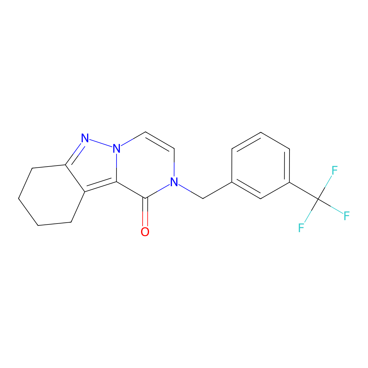 2-{[3-(Trifluoromethyl)phenyl]methyl}-1H,2H,7H,8H,9H,10H-pyrazino[1,2-B]indazol-1-one molecular structure, CAS 1775555-29-7