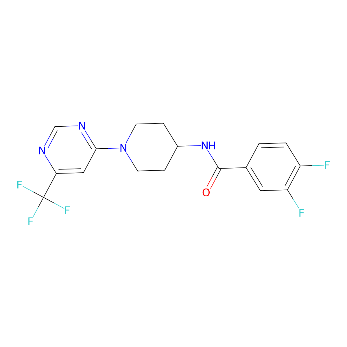 3,4-difluoro-N-{1-[6-(trifluoromethyl)pyrimidin-4-yl]piperidin-4-yl}benzamide molecular structure, CAS 1775557-62-4