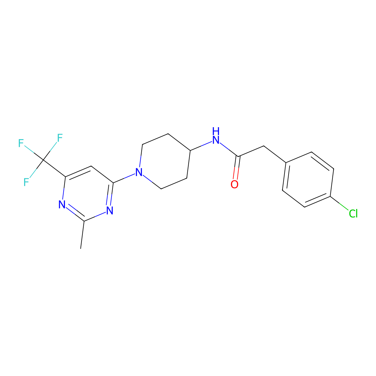 2-(4-chlorophenyl)-N-{1-[2-methyl-6-(trifluoromethyl)pyrimidin-4-yl]piperidin-4-yl}acetamide molecular structure, CAS 1775557-78-2