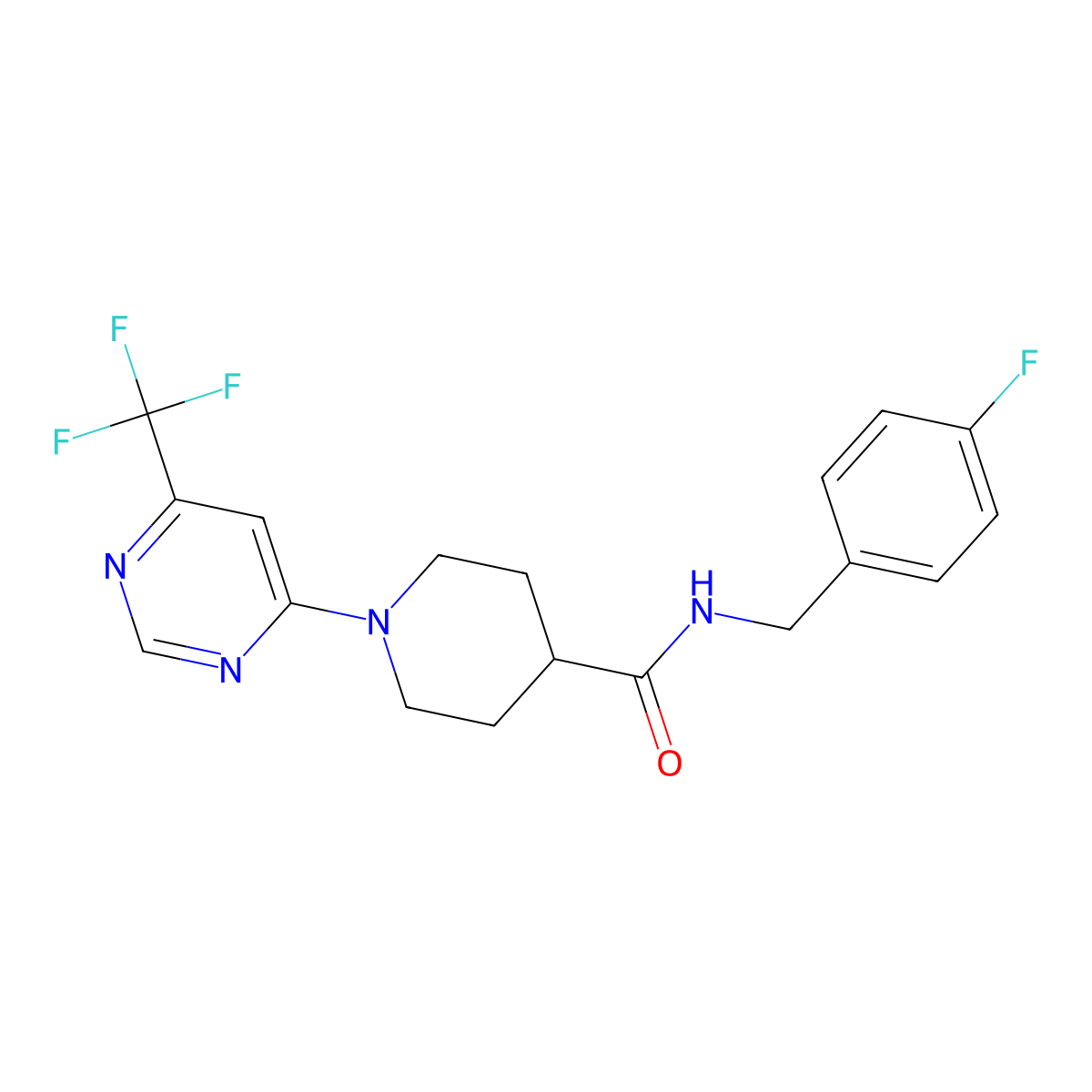 N-[(4-fluorophenyl)methyl]-1-[6-(trifluoromethyl)pyrimidin-4-yl]piperidine-4-carboxamide molecular structure, CAS 1775558-12-7