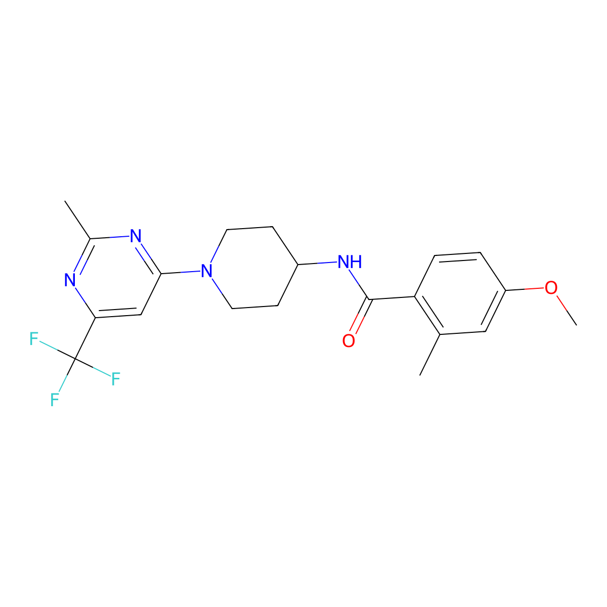 4-methoxy-2-methyl-N-{1-[2-methyl-6-(trifluoromethyl)pyrimidin-4-yl]piperidin-4-yl}benzamide molecular structure, CAS 1775558-44-5