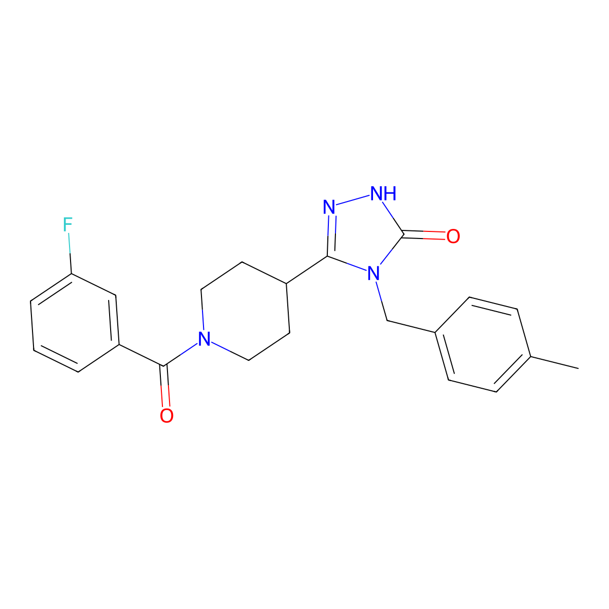 5-[1-(3-fluorobenzoyl)piperidin-4-yl]-4-(4-methylbenzyl)-2,4-dihydro-3H-1,2,4-triazol-3-one molecular structure, CAS 1775558-49-0