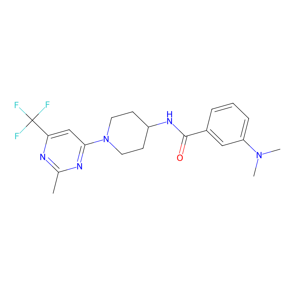 3-(dimethylamino)-N-{1-[2-methyl-6-(trifluoromethyl)pyrimidin-4-yl]piperidin-4-yl}benzamide molecular structure, CAS 1775558-60-5