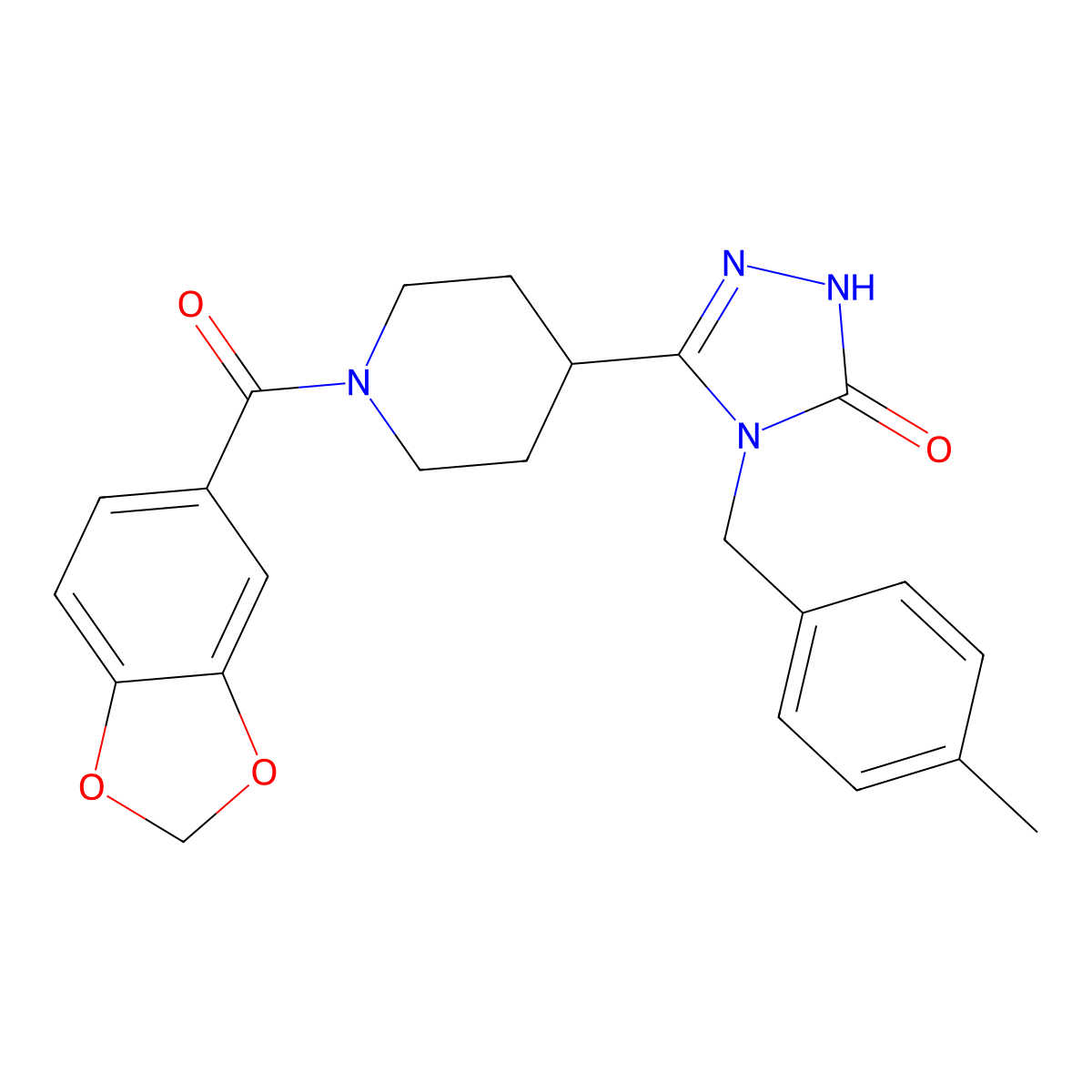 5-[1-(1,3-benzodioxol-5-ylcarbonyl)piperidin-4-yl]-4-(4-methylbenzyl)-2,4-dihydro-3H-1,2,4-triazol-3-one molecular structure, CAS 1775558-61-6