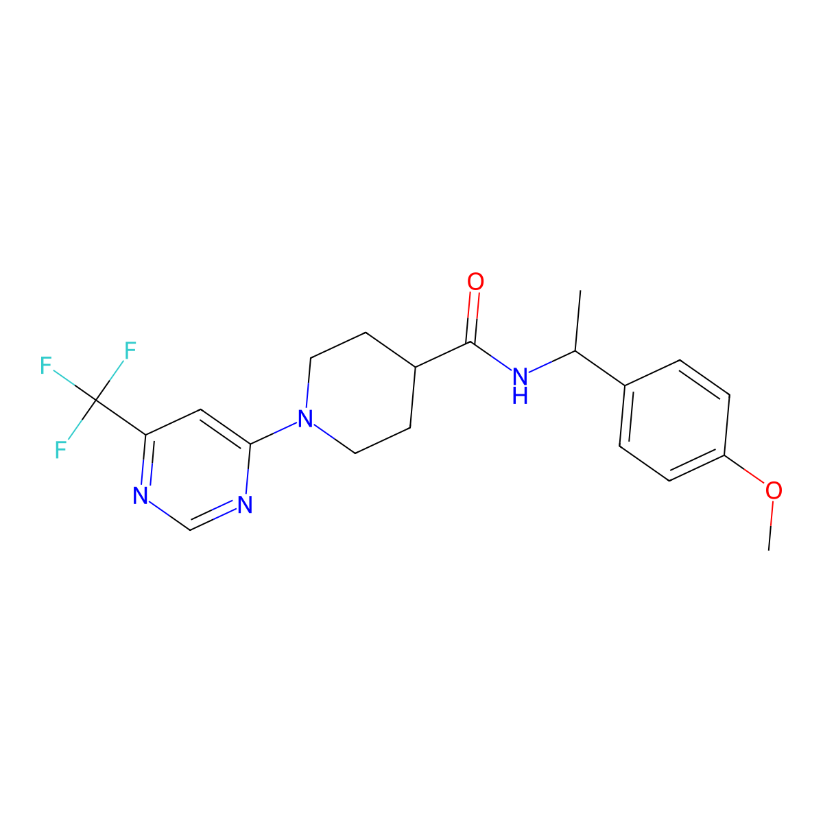 N-[1-(4-methoxyphenyl)ethyl]-1-[6-(trifluoromethyl)pyrimidin-4-yl]piperidine-4-carboxamide molecular structure, CAS 1775558-83-2