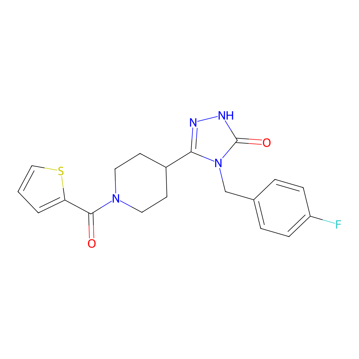 4-(4-fluorobenzyl)-5-[1-(2-thienylcarbonyl)piperidin-4-yl]-2,4-dihydro-3H-1,2,4-triazol-3-one molecular structure, CAS 1775559-15-3