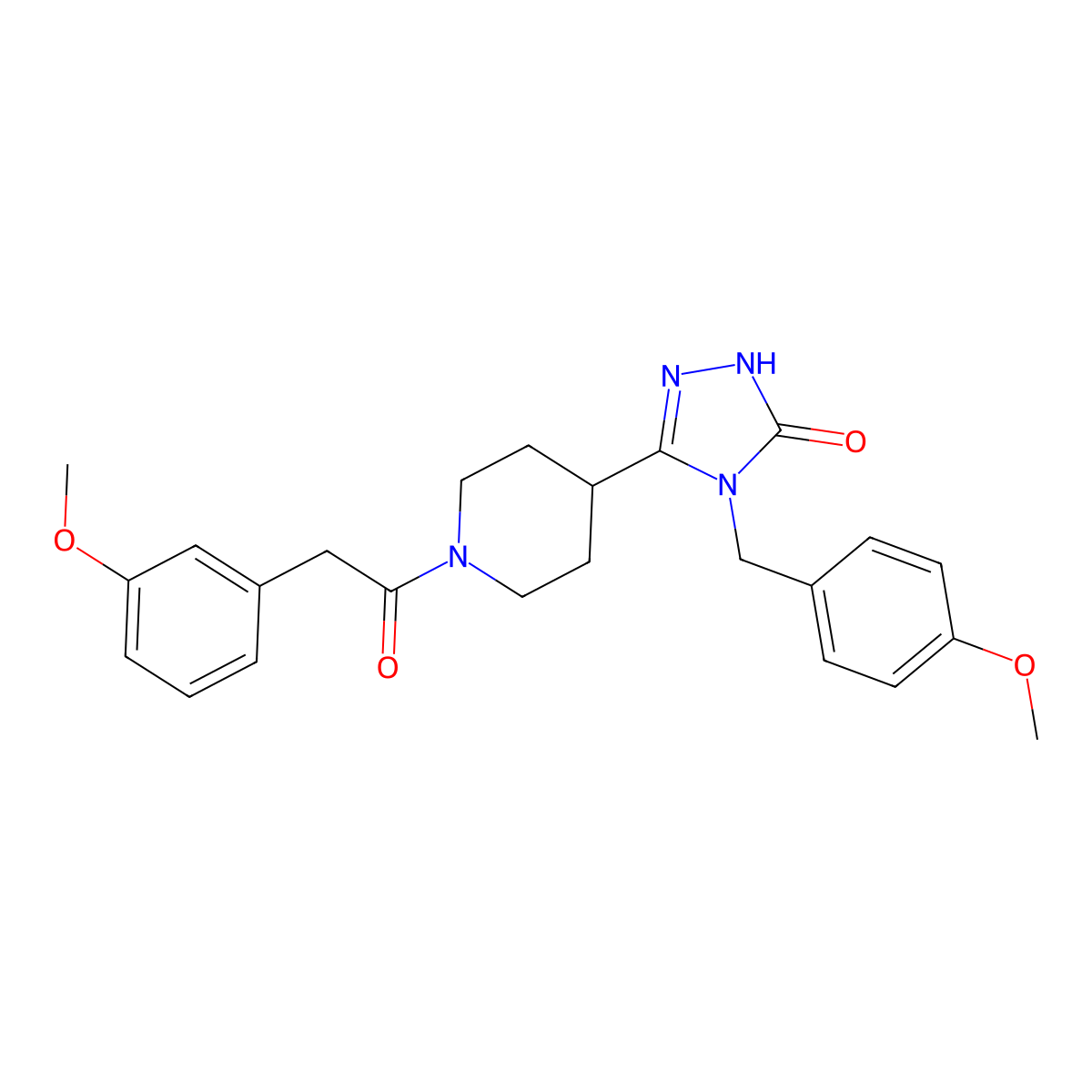4-(4-methoxybenzyl)-5-{1-[(3-methoxyphenyl)acetyl]piperidin-4-yl}-2,4-dihydro-3H-1,2,4-triazol-3-one molecular structure, CAS 1775559-81-3