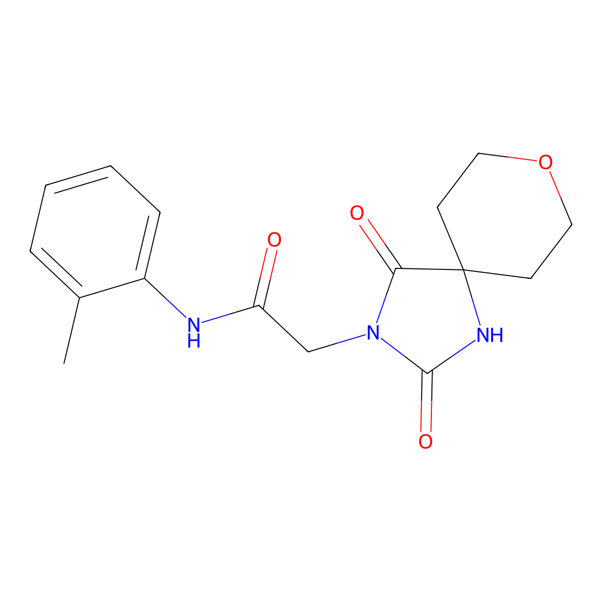 2-(2,4-dioxo-8-oxa-1,3-diazaspiro[4.5]dec-3-yl)-N-(2-methylphenyl)acetamide molecular structure, CAS 1775560-69-4