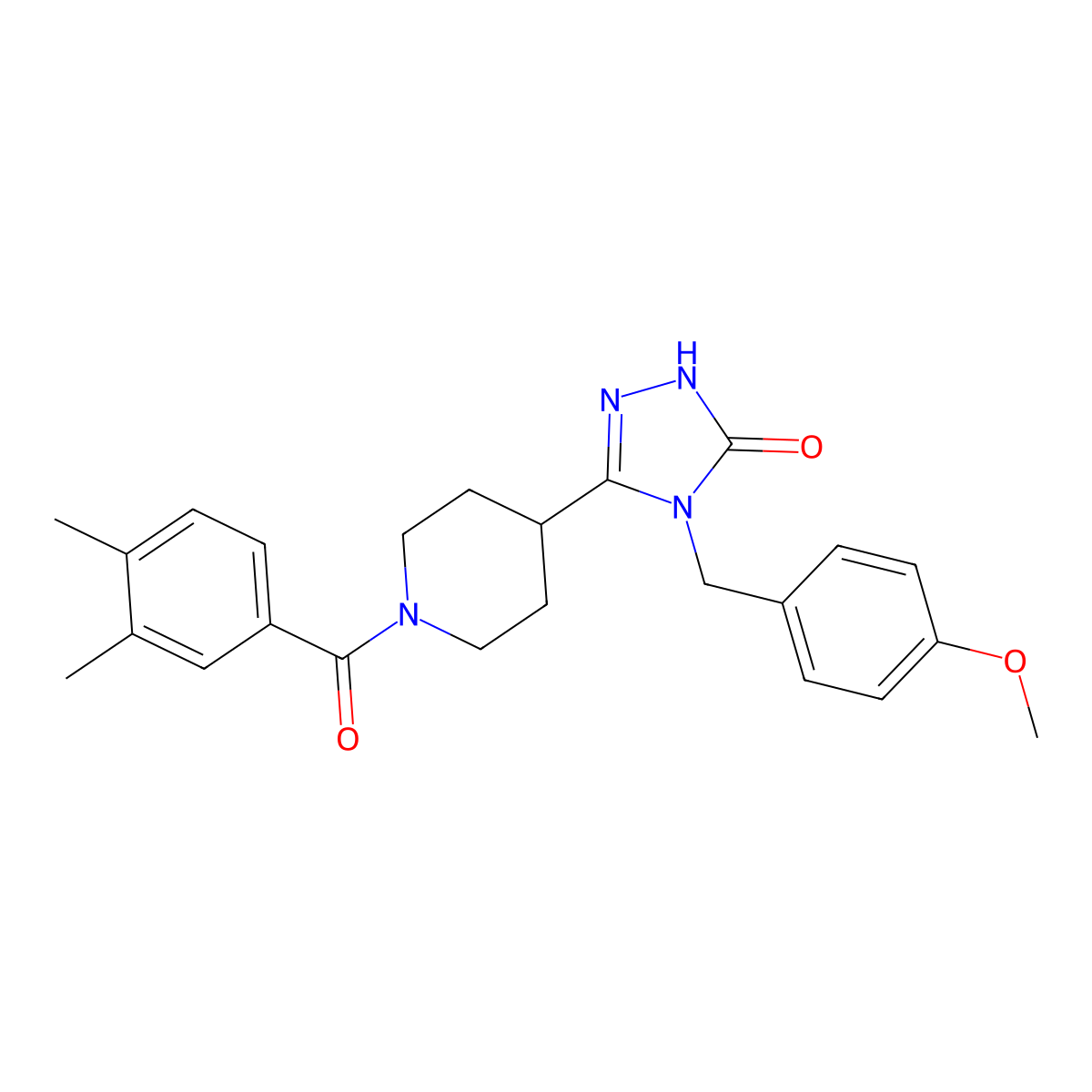 5-[1-(3,4-dimethylbenzoyl)piperidin-4-yl]-4-(4-methoxybenzyl)-2,4-dihydro-3H-1,2,4-triazol-3-one molecular structure, CAS 1775561-13-1