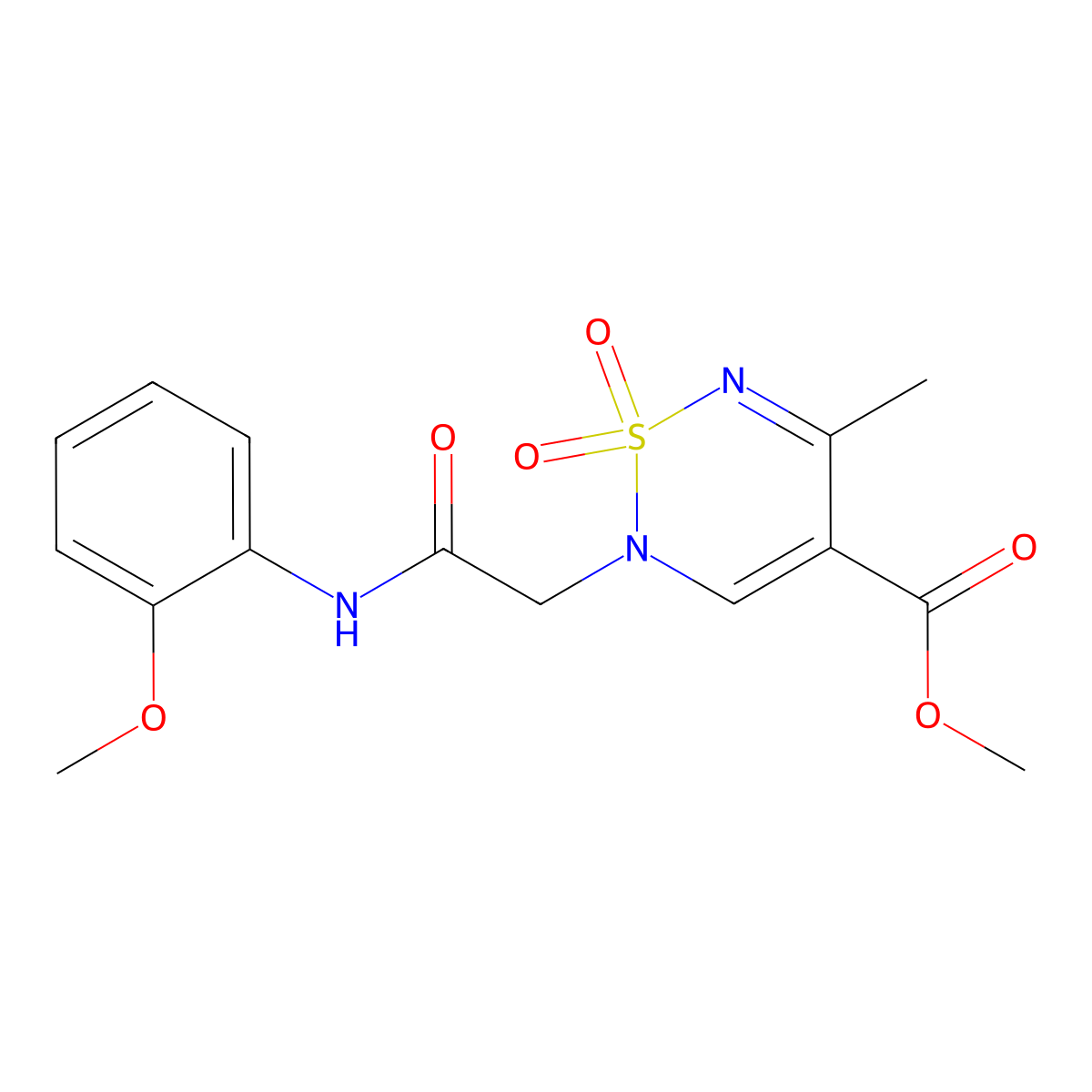 Methyl 2-{2-[(2-methoxyphenyl)amino]-2-oxoethyl}-5-methyl-2H-1,2,6-thiadiazine-4-carboxylate 1,1-dioxide molecular structure, CAS 1775563-83-1