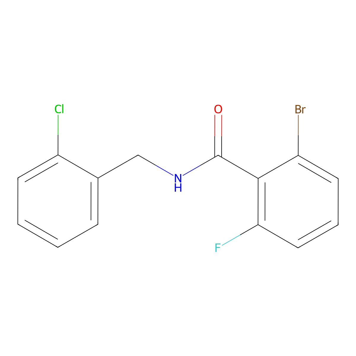 2-Bromo-N-[(2-chlorophenyl)methyl]-6-fluorobenzamide molecular structure, CAS 1775757-27-1