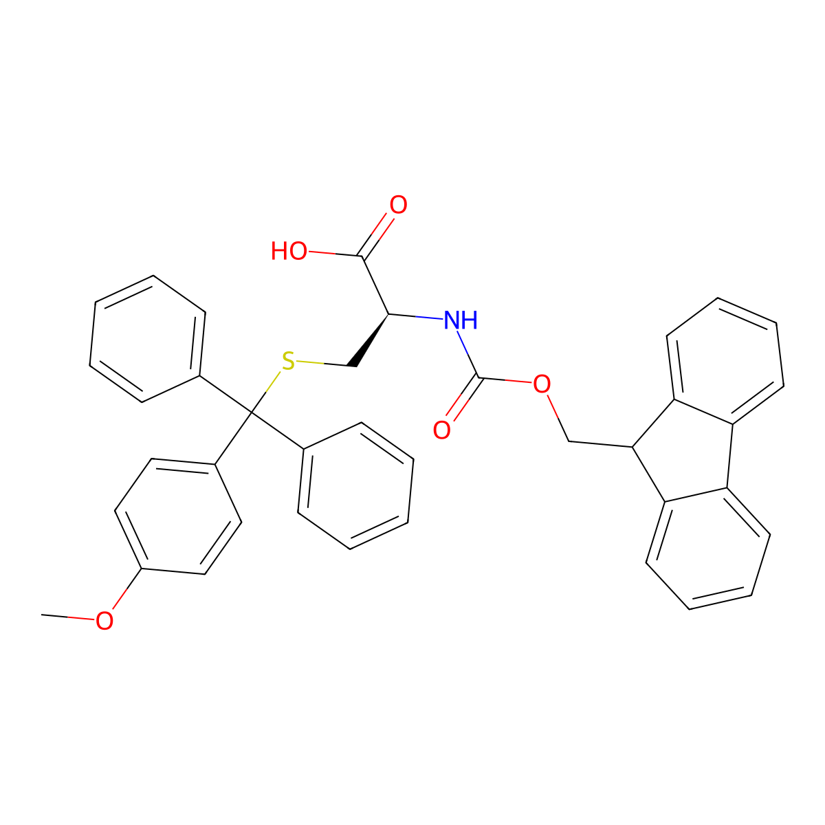 Fmoc-S-4-methoxytrityl-L-cysteine molecular structure, CAS 177582-21-7