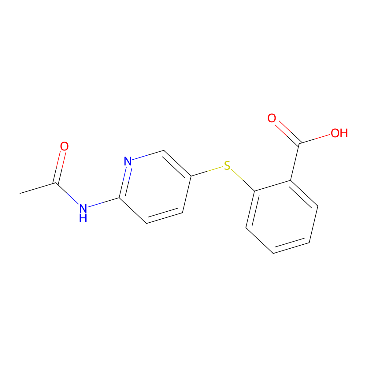 2-{[6-(Acetylamino)-3-pyridinyl]sulfanyl}benzenecarboxylic acid molecular structure, CAS 177584-46-2