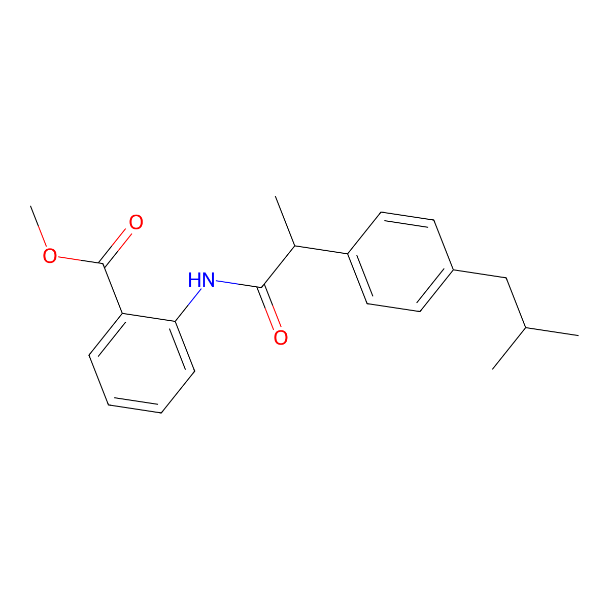 Methyl 2-{[2-(4-isobutylphenyl)propanoyl]amino}benzoate molecular structure, CAS 177585-57-8