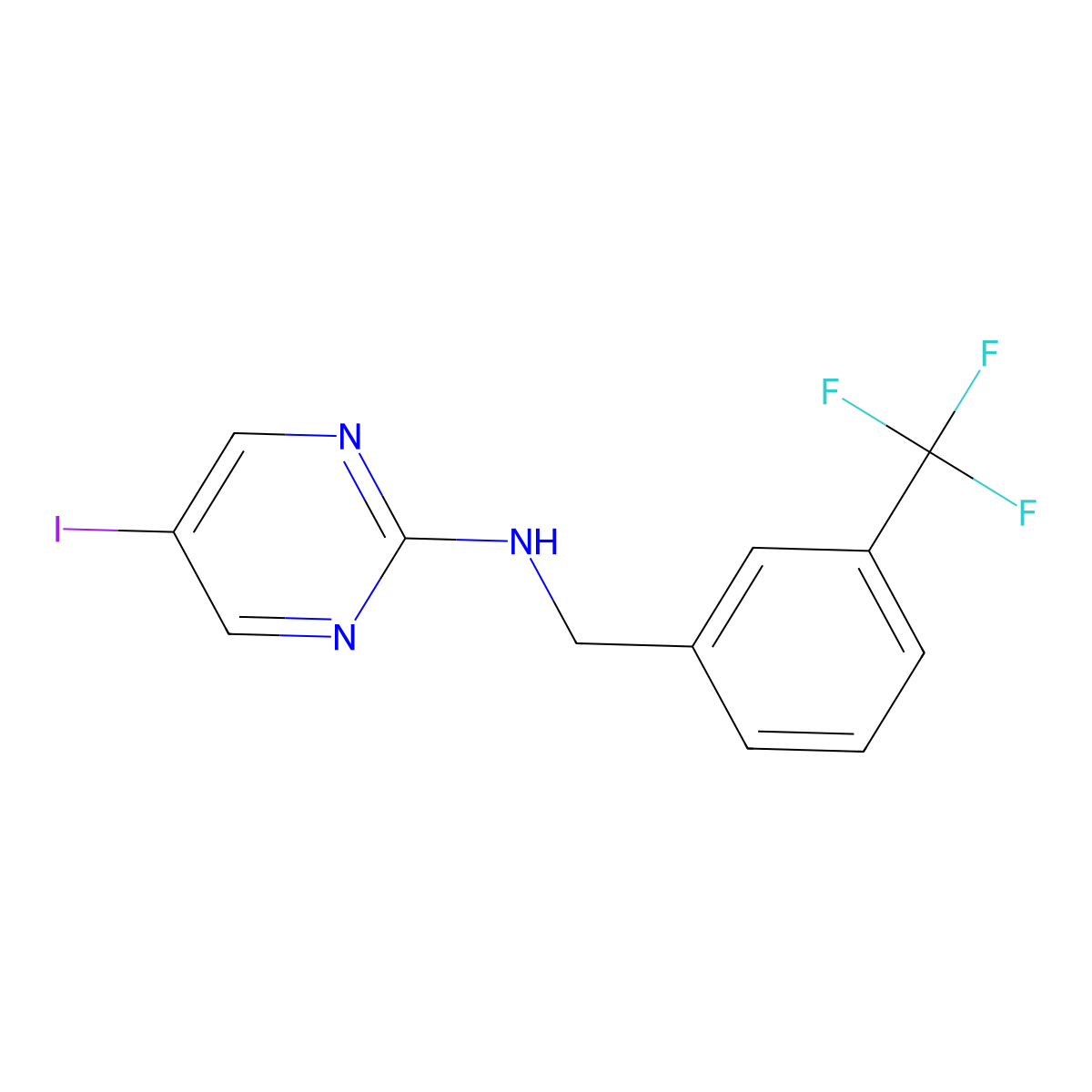 5-Iodo-N-(3-(trifluoromethyl)benzyl)pyrimidin-2-amine molecular structure, CAS 1775877-72-9
