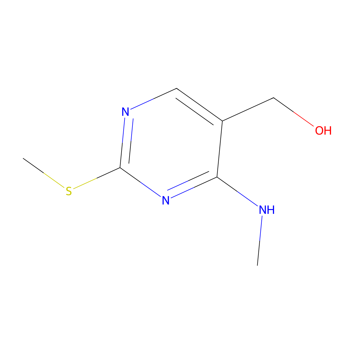 (4-(Methylamino)-2-(methylthio)pyrimidin-5-yl)methanol molecular structure, CAS 17759-30-7