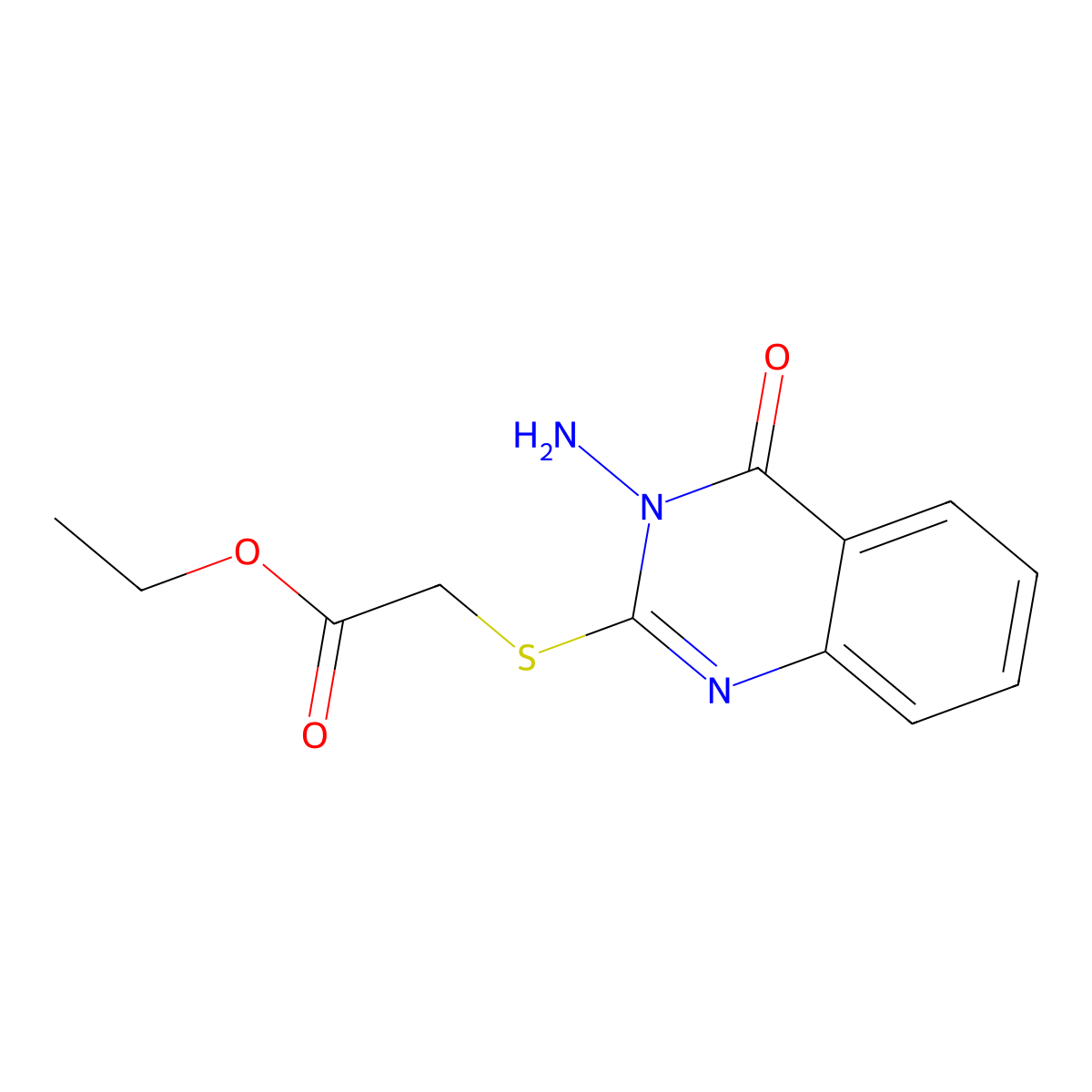 Ethyl 2-((3-amino-4-oxo-3,4-dihydroquinazolin-2-yl)thio)acetate molecular structure, CAS 177592-08-4