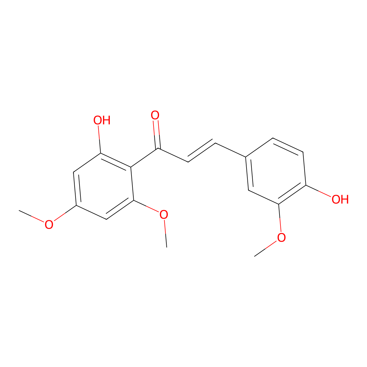 1-(2-Hydroxy-4,6-dimethoxyphenyl)-3-(4-hydroxy-3-methoxyphenyl)prop-2-en-1-one molecular structure, CAS 1776-29-0