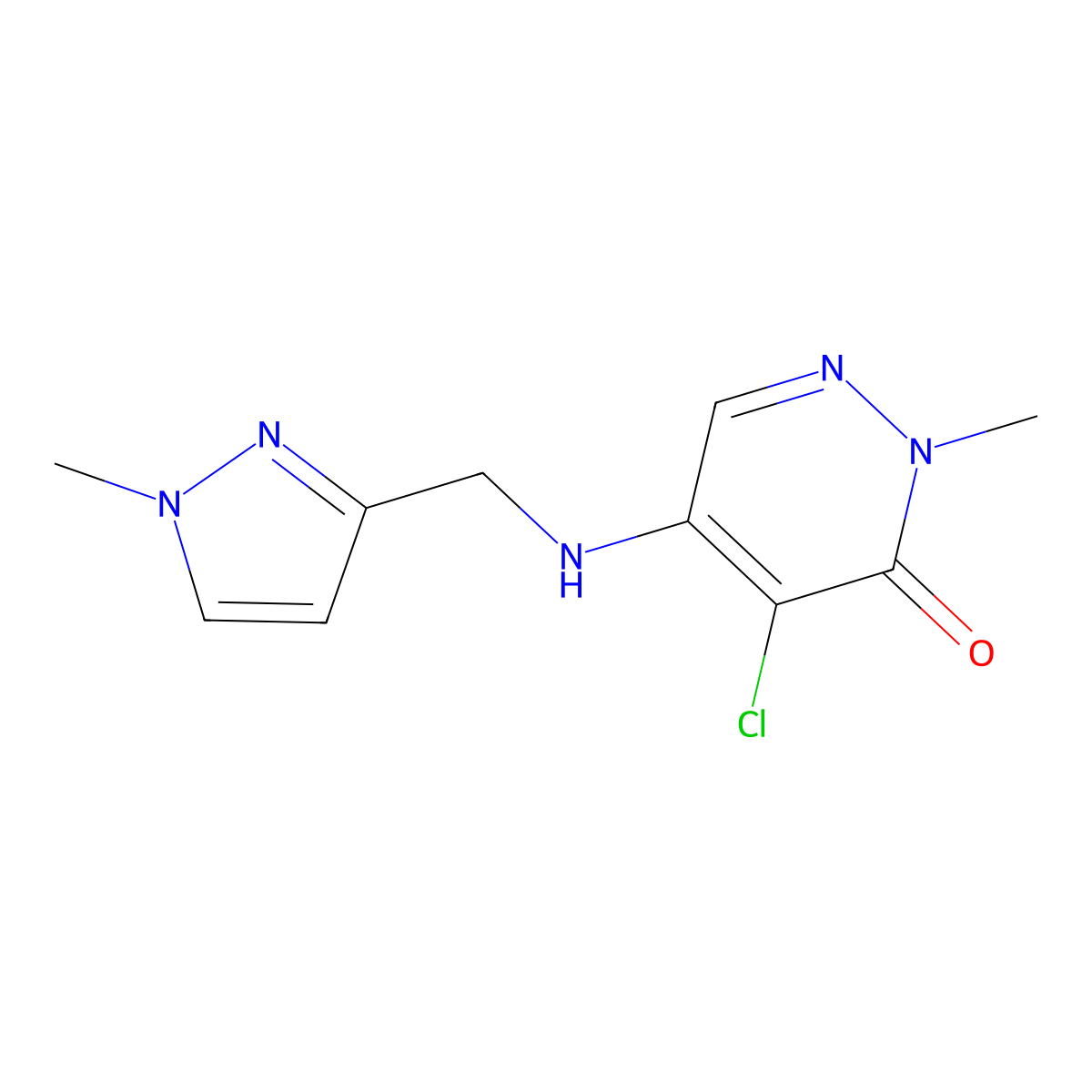 4-chloro-2-methyl-5-(((1-methyl-1H-pyrazol-3-yl)methyl)amino)pyridazin-3(2H)-one molecular structure, CAS 1776030-18-2