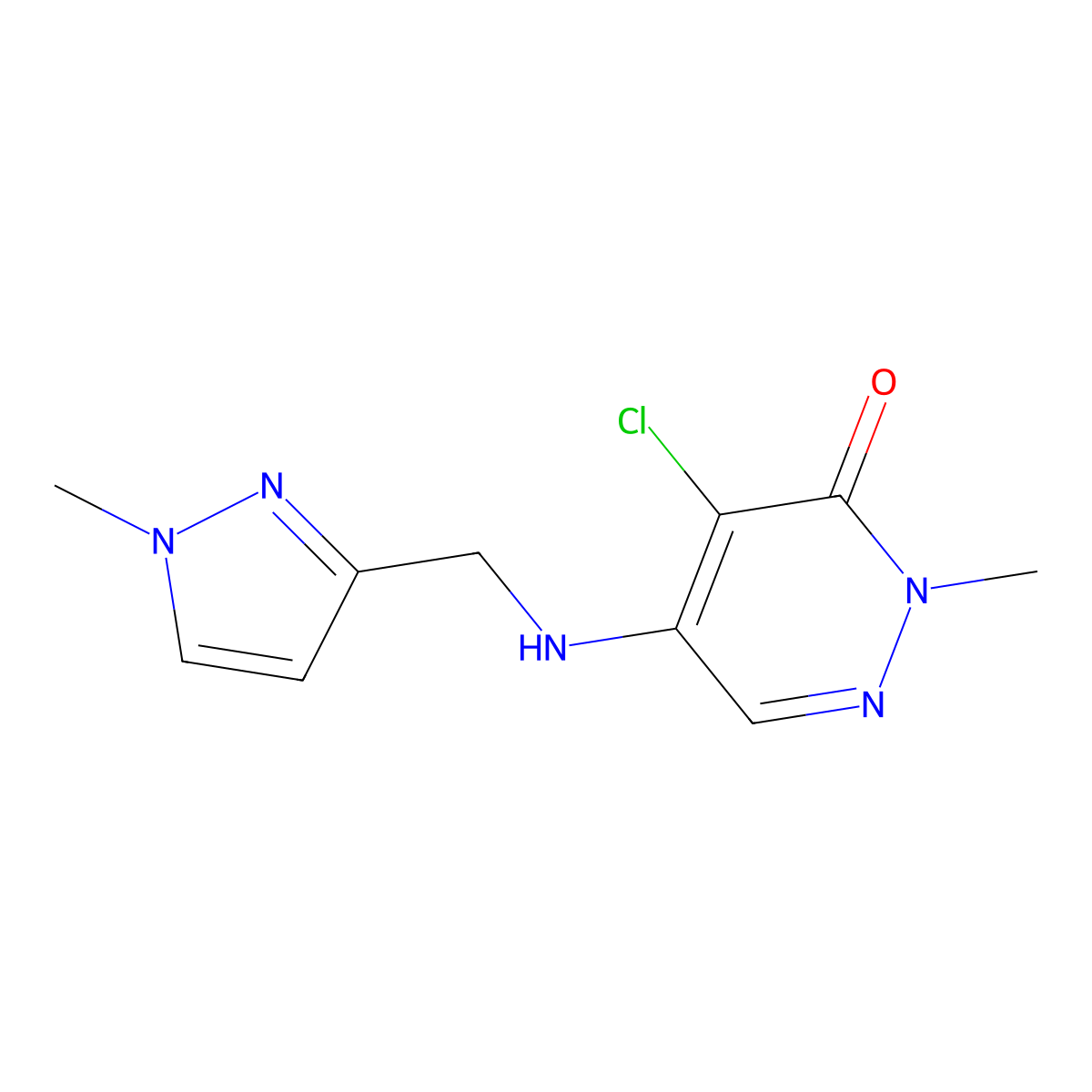 4-chloro-2-methyl-5-(((1-methyl-1H-pyrazol-3-yl)methyl)amino)pyridazin-3(2H)-one molecular structure, CAS 1776030-18-2