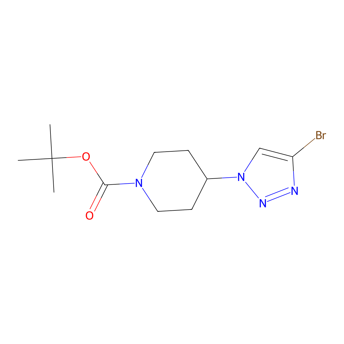 tert-butyl 4-(4-bromo-1H-1,2,3-triazol-1-yl)piperidine-1-carboxylate molecular structure, CAS 1776065-87-2