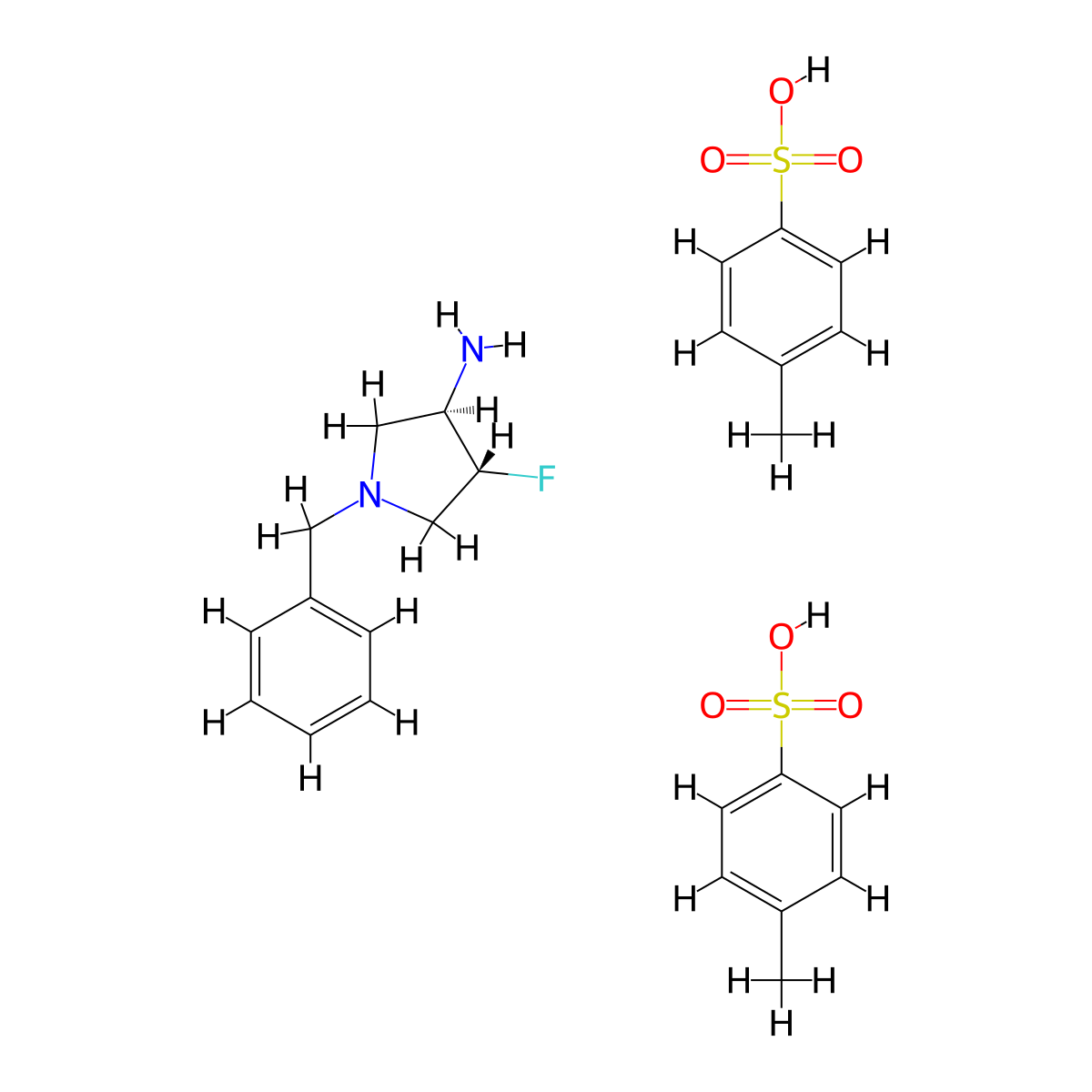 (3R,4R)-1-Benzyl-4-fluoropyrrolidin-3-amine bis(4-methylbenzenesulfonate) molecular structure, CAS 1776113-98-4