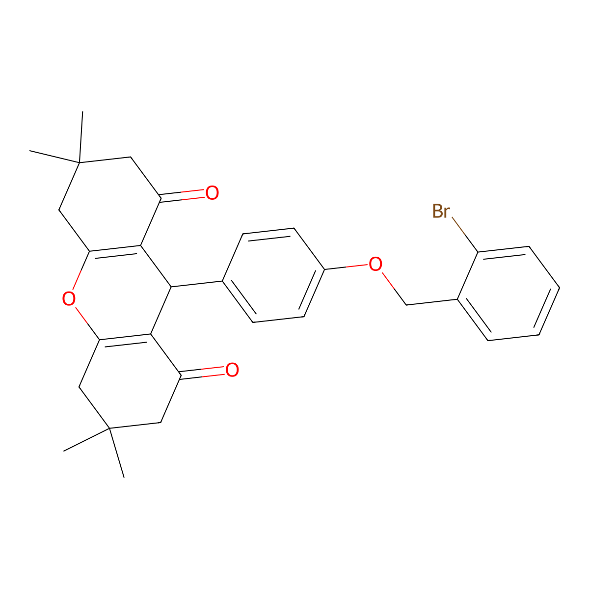 9-[4-[(2-bromophenyl)methoxy]phenyl]-3,4,5,6,7,9-hexahydro-3,3,6,6-tetramethyl-1H-xanthene-1,8(2H)-dione molecular structure, CAS 1776115-10-6