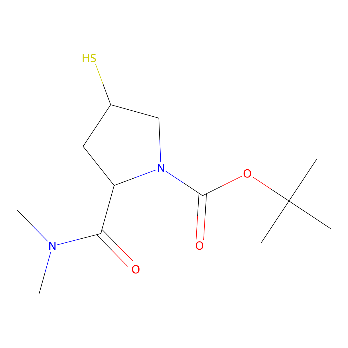 (2S,4S)-tert-Butyl 2-(dimethylcarbamoyl)-4-mercaptopyrrolidine-1-carboxylate molecular structure, CAS 177615-44-0