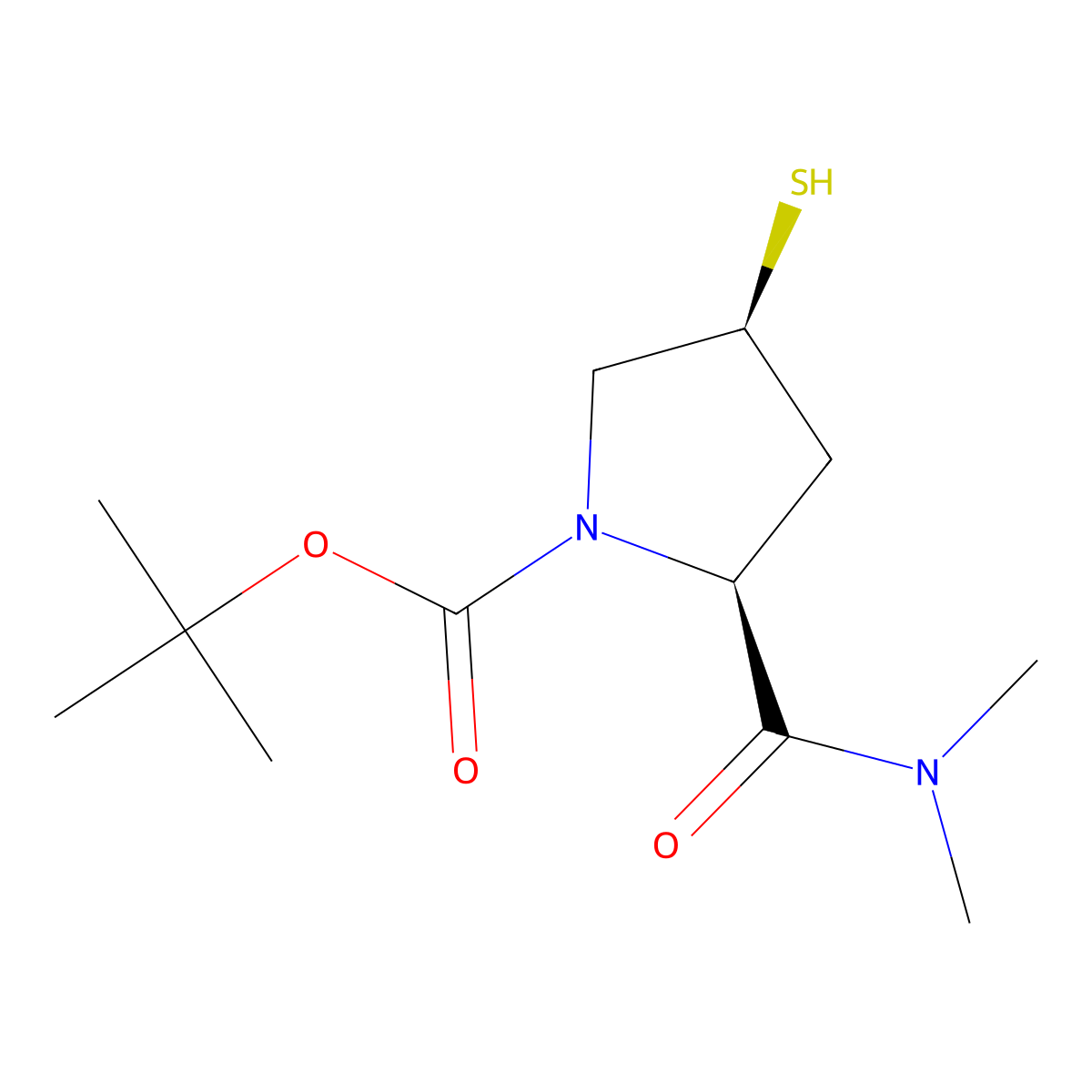 (2S,4S)-tert-Butyl 2-(dimethylcarbamoyl)-4-mercaptopyrrolidine-1-carboxylate molecular structure, CAS 177615-44-0