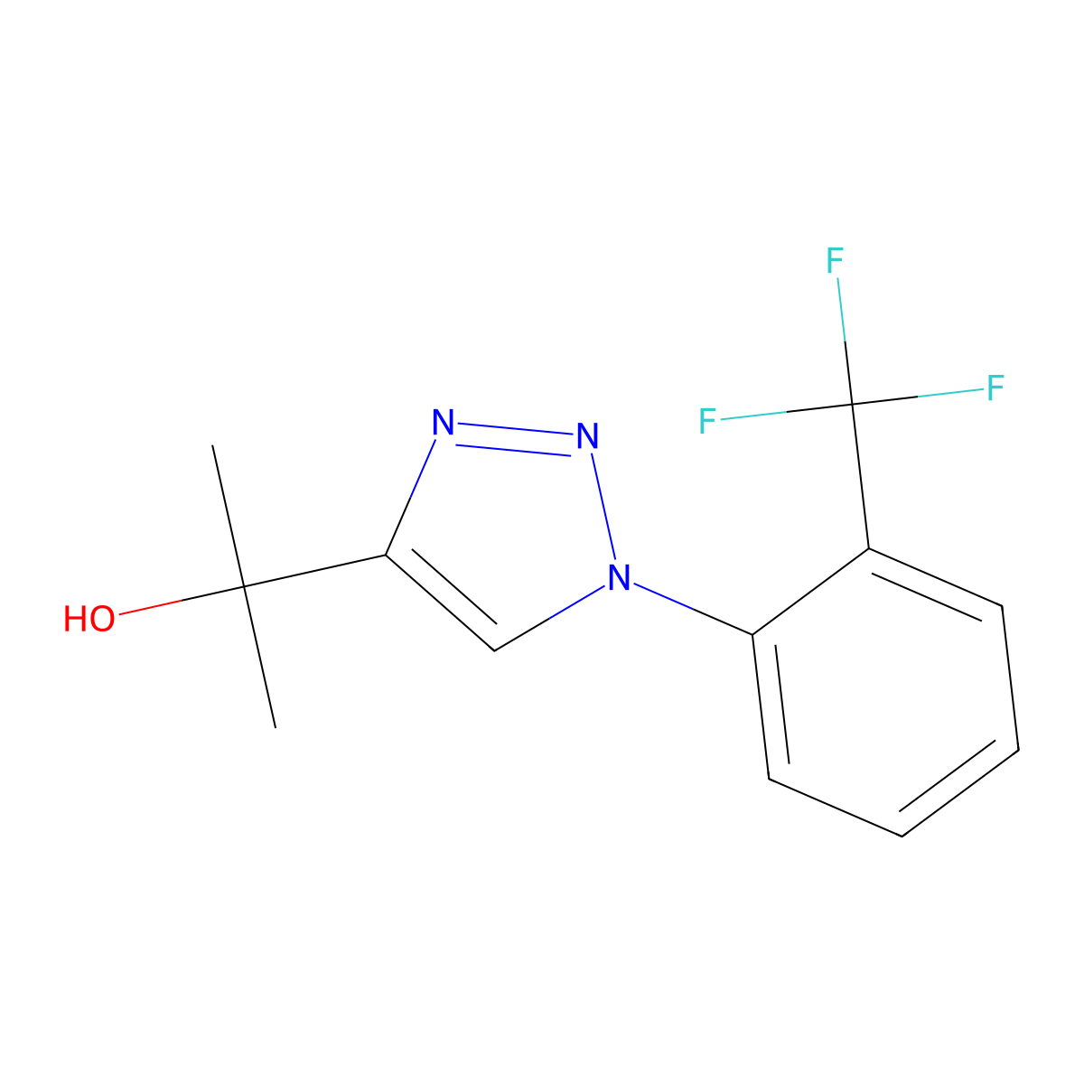 2-(1-(2-(trifluoromethyl)phenyl)-1H-1,2,3-triazol-4-yl)propan-2-ol molecular structure, CAS 1776176-33-0