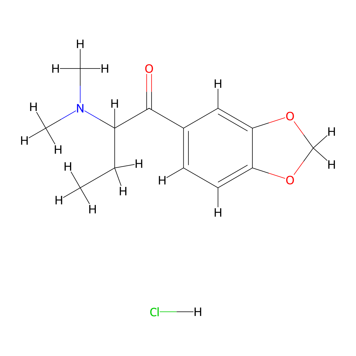 Dibutylone hydrochloride molecular structure, CAS 17763-12-1