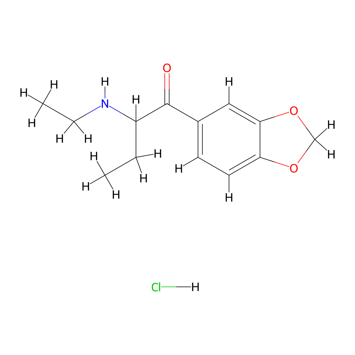 Eutylone hydrochloride molecular structure, CAS 17764-18-0