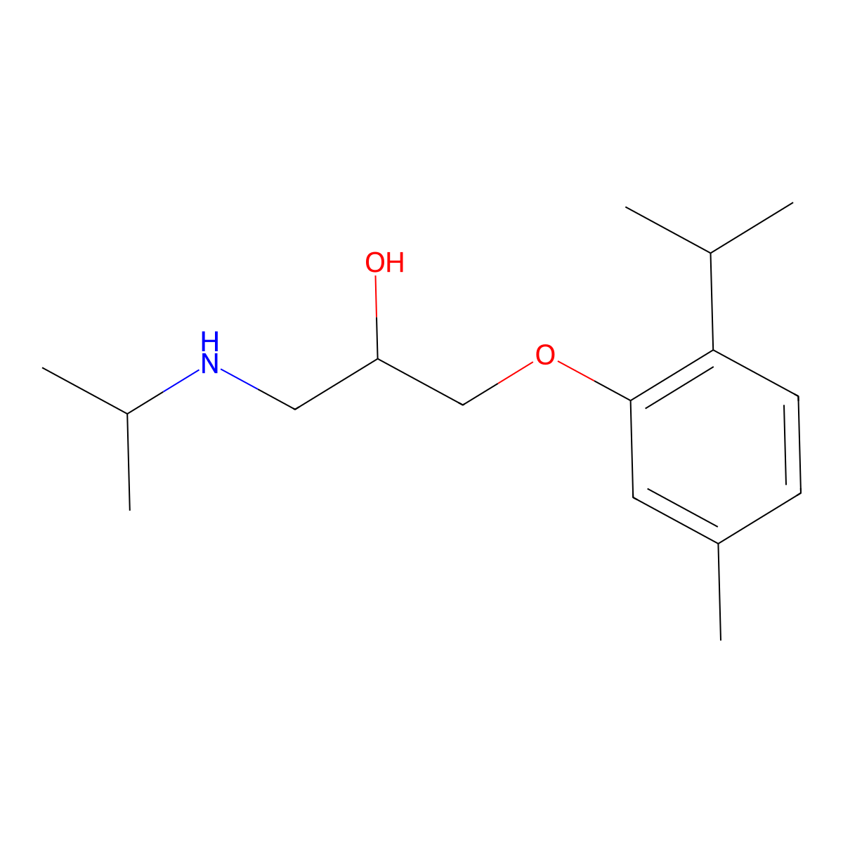 2-Propanol, 1-[(1-methylethyl)amino]-3-[5-methyl-2-(1-methylethyl)phenoxy]- molecular structure, CAS 17765-95-6