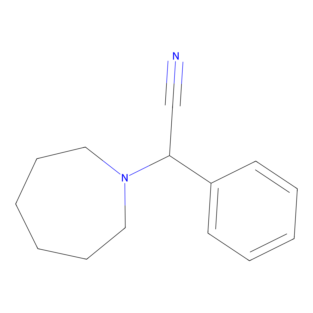 Azepan-1-yl(phenyl)acetonitrile molecular structure, CAS 17766-41-5