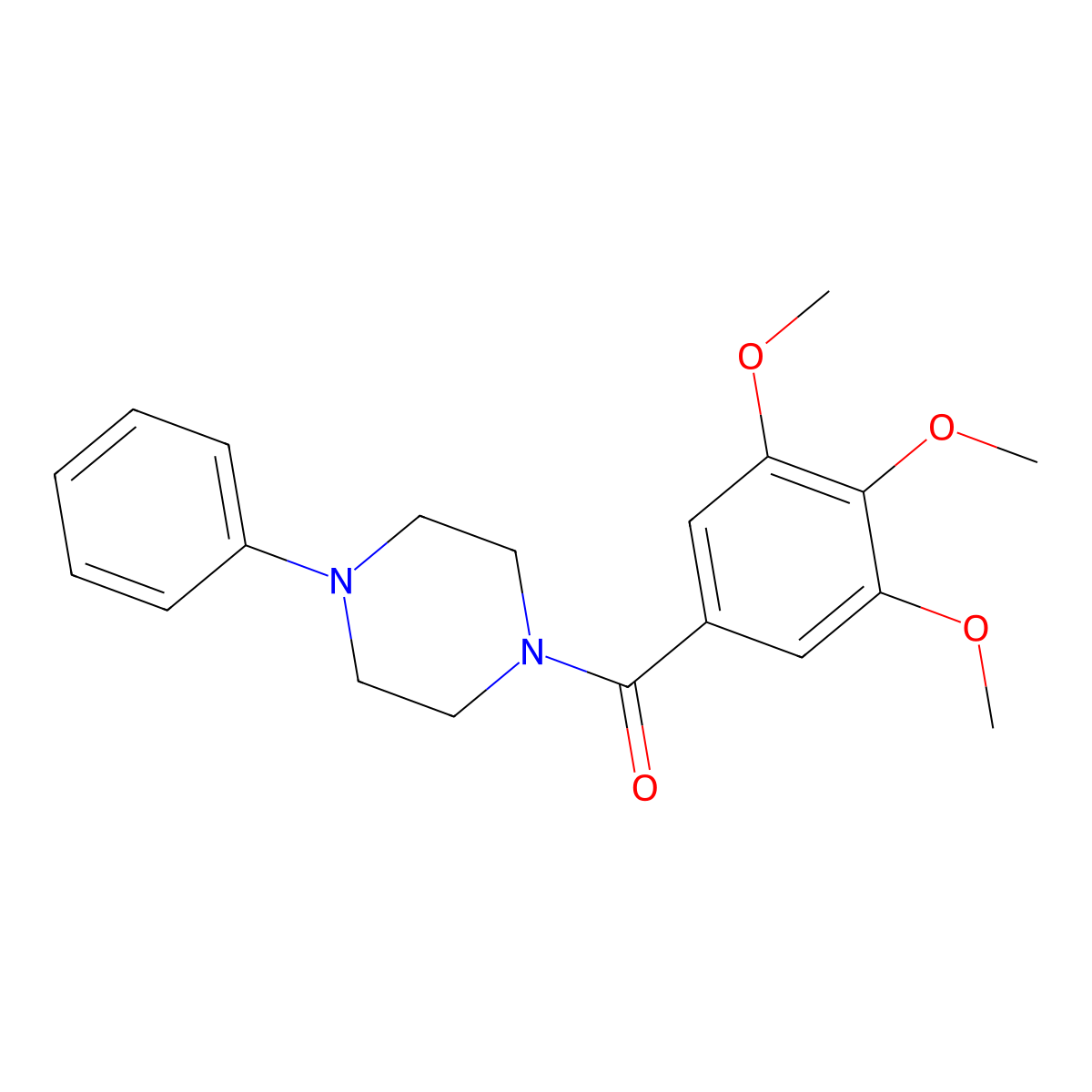 Ketone, 4-phenylpiperazinyl 3,4,5-trimethoxyphenyl molecular structure, CAS 17766-63-1